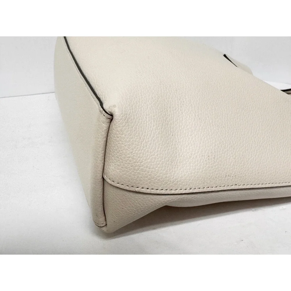 Coach Derby Tote Cream Pebbled Leather Shoulder Bag Silver‎ Hardware Medium